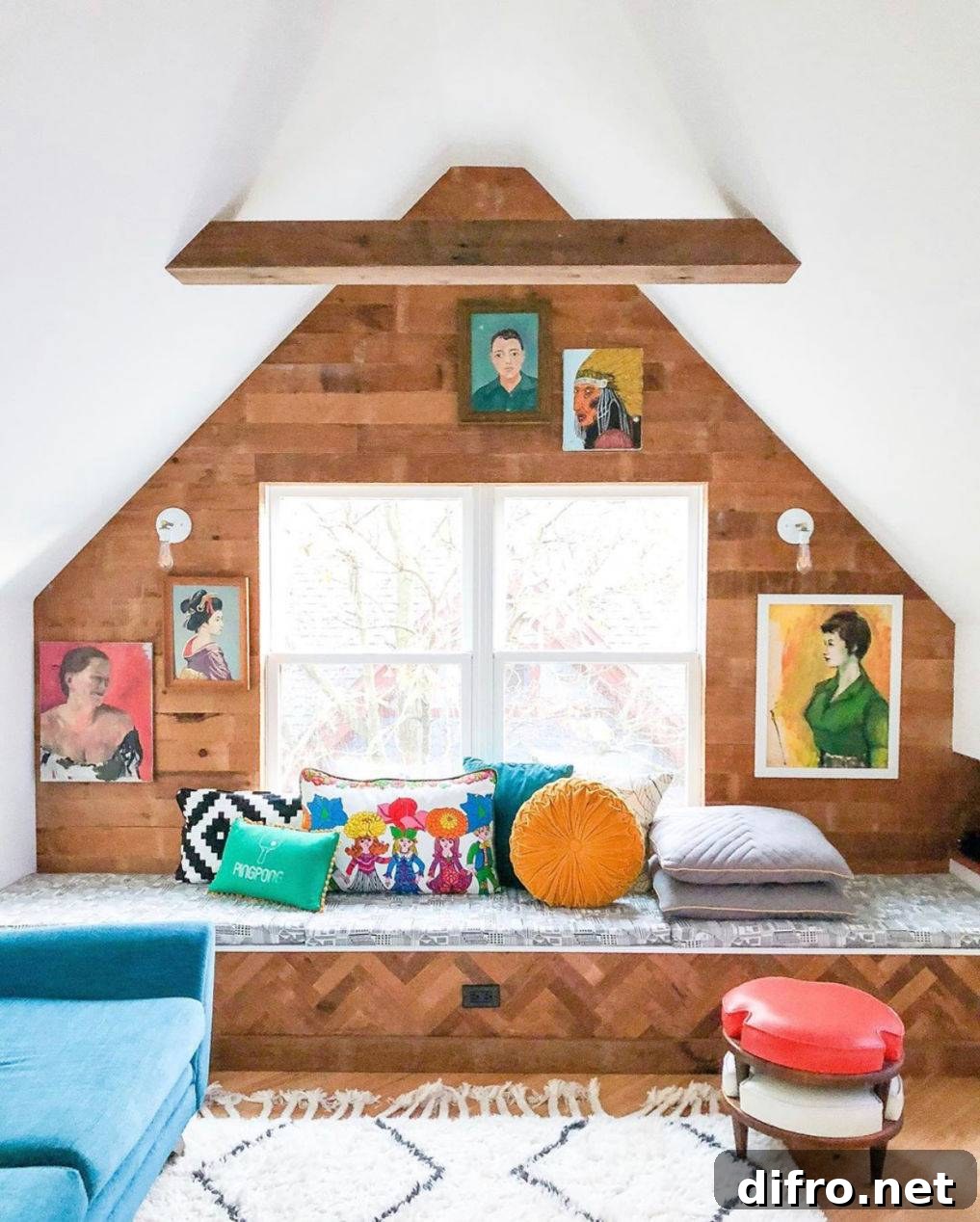 Attic space with gallery wall and vintage accents