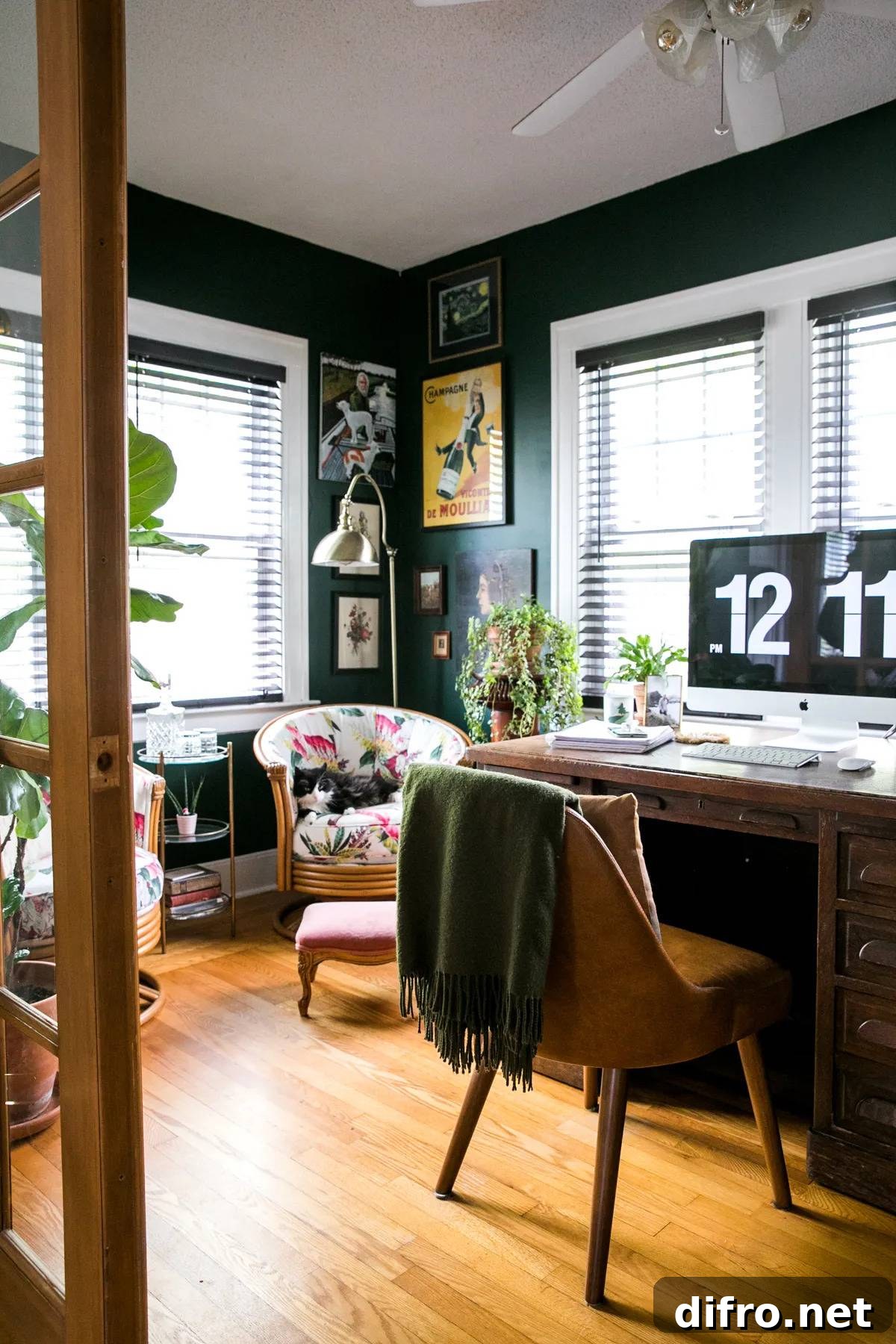 Living room with coordinated jewel tones and accents