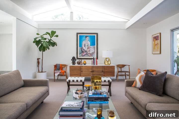Neutral room highlighting a colorful accent