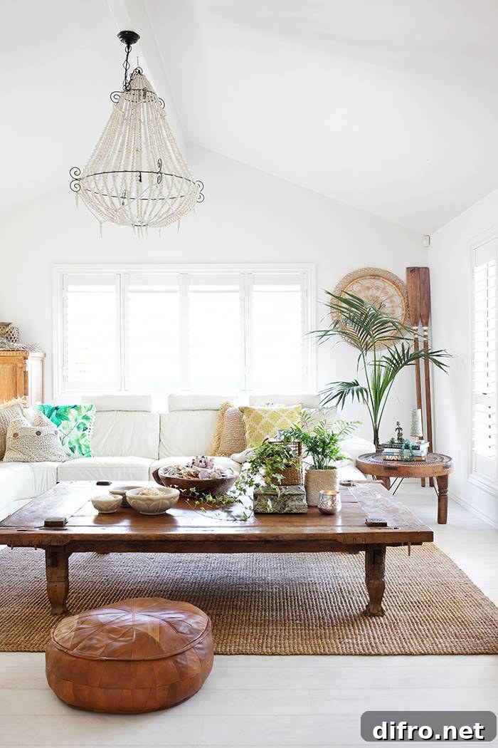 Living room with coordinated patterns and textures for a cohesive look