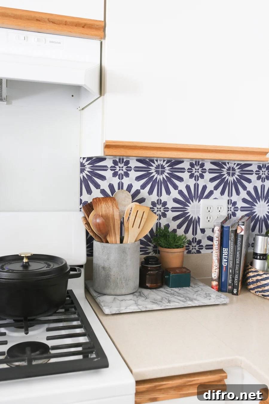 Peel-and-stick backsplash installation