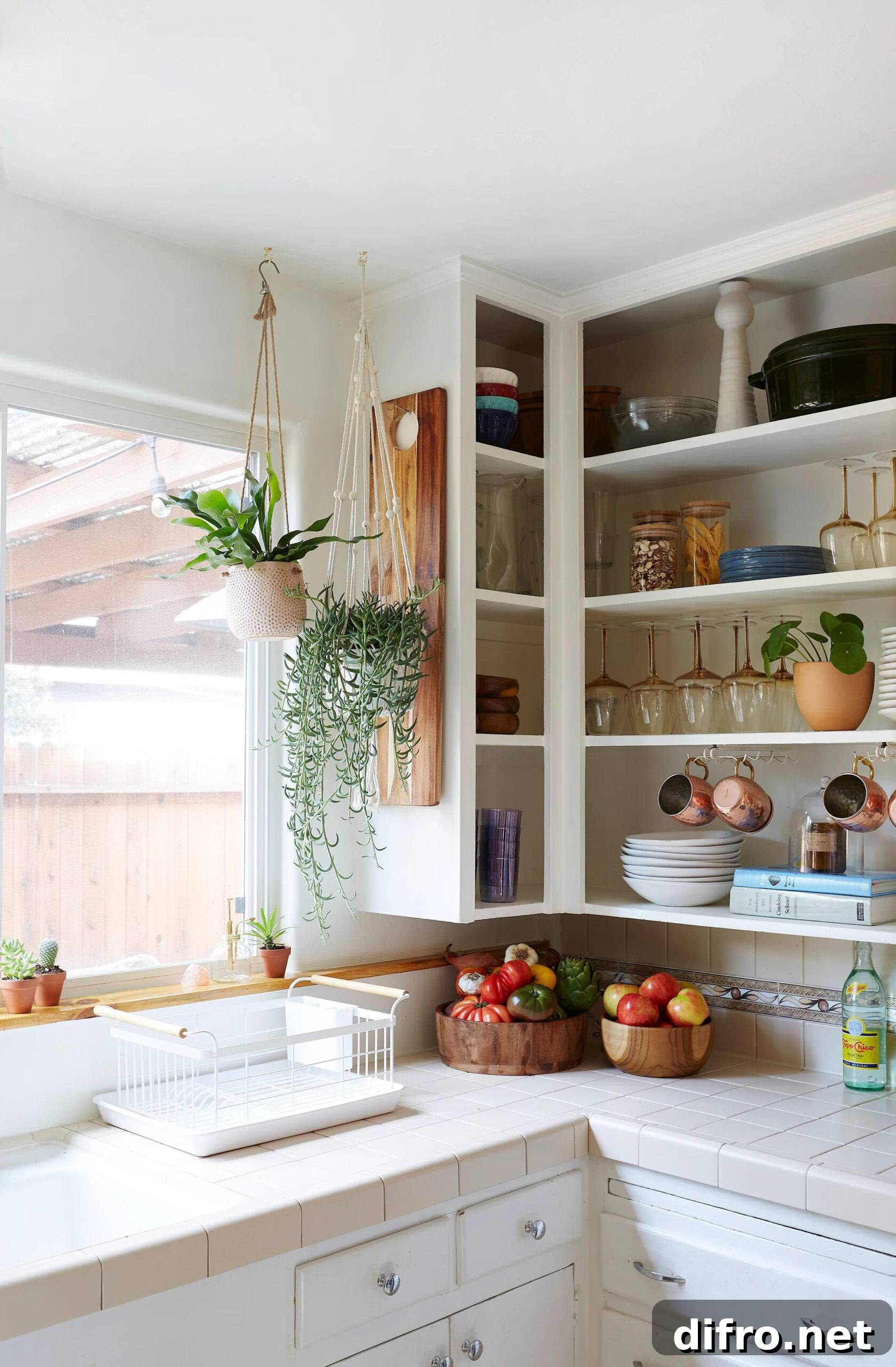 Open cabinets in kitchen
