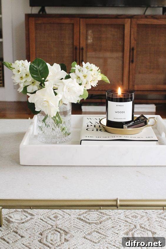 Stone tray on table