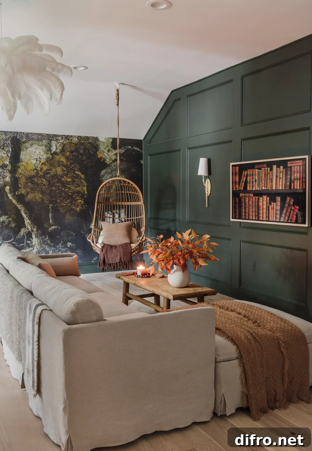Room painted in deep green