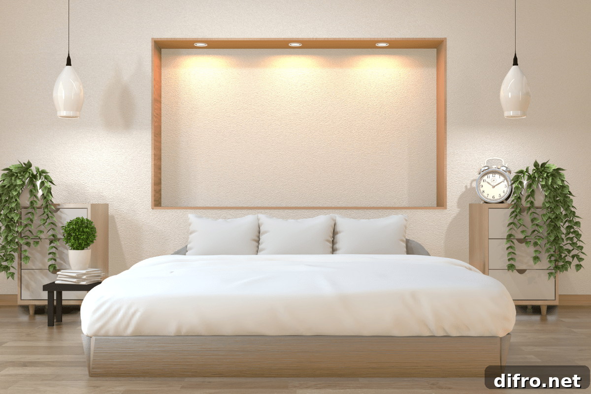 neutral japanese style bedroom
