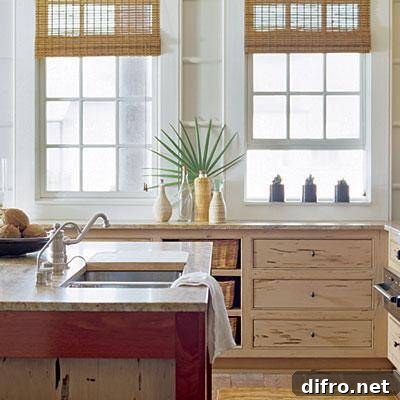 woven blinds, light and airy, casual feel