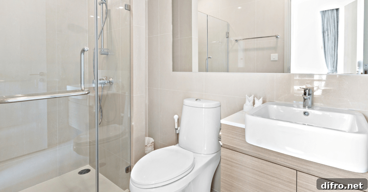 Remodeled bathroom with modern finishes.