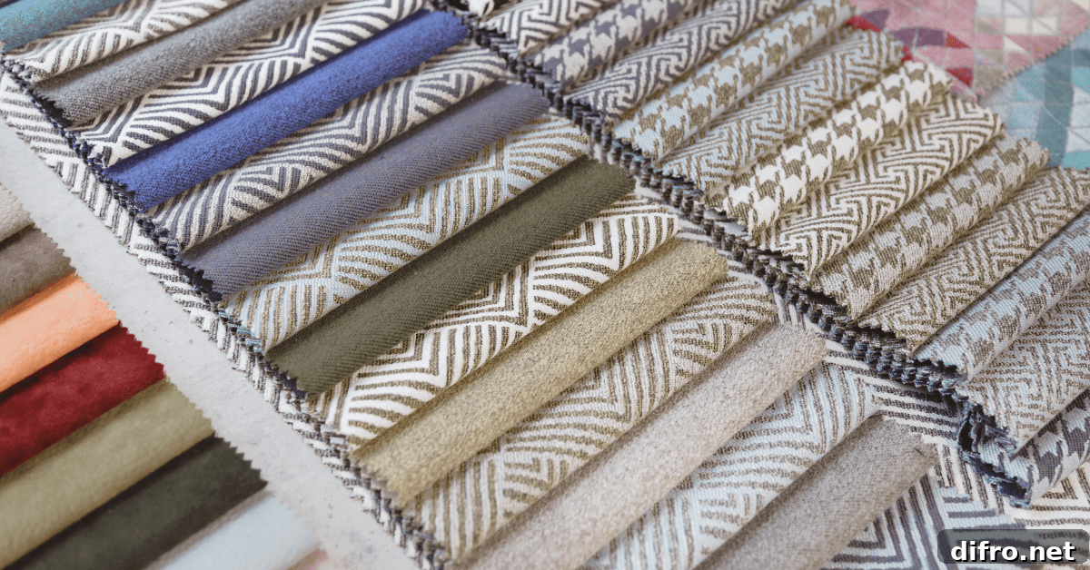 Selection of upholstery fabric samples.