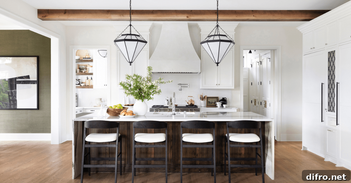Modern kitchen in a Tudor style house.