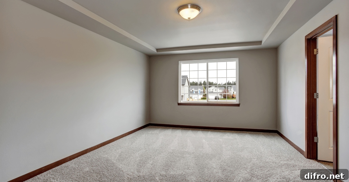 Wall-to-Wall Carpet for Your Home: Benefits, Drawbacks, and Tips 3 Empty room with wall-to-wall carpet.