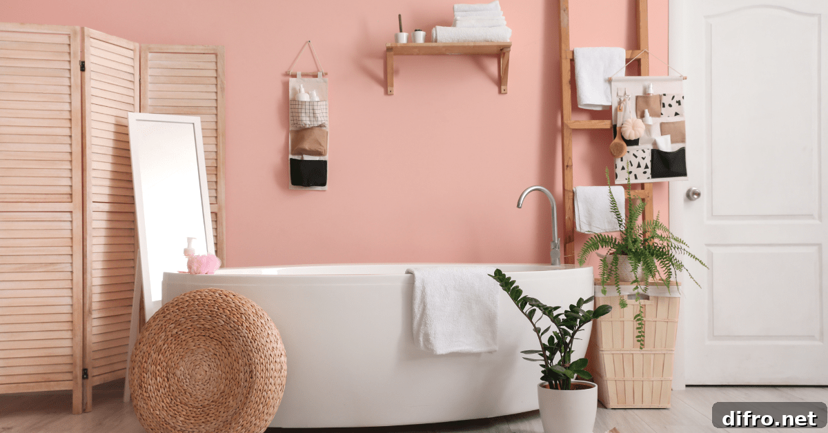 Pink-themed bathroom.