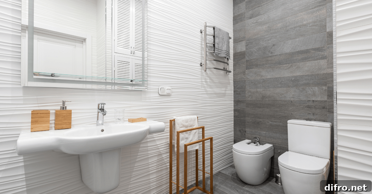 White and gray bathroom.