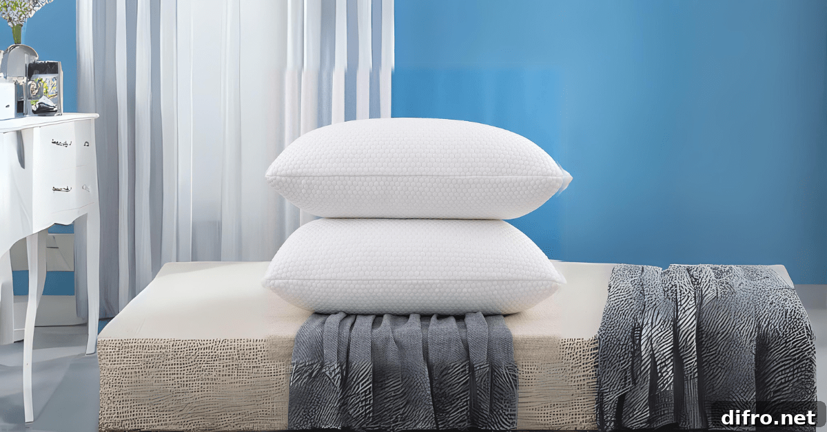 Standard-sized pillows on top of a throw blanket.