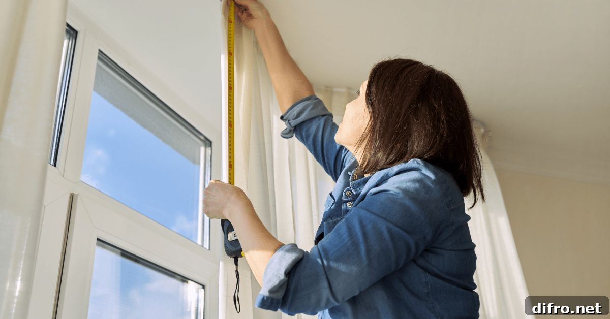 Person using measuring tape for curtains.