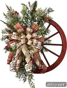 wagon wheel christmas wreath ribbon