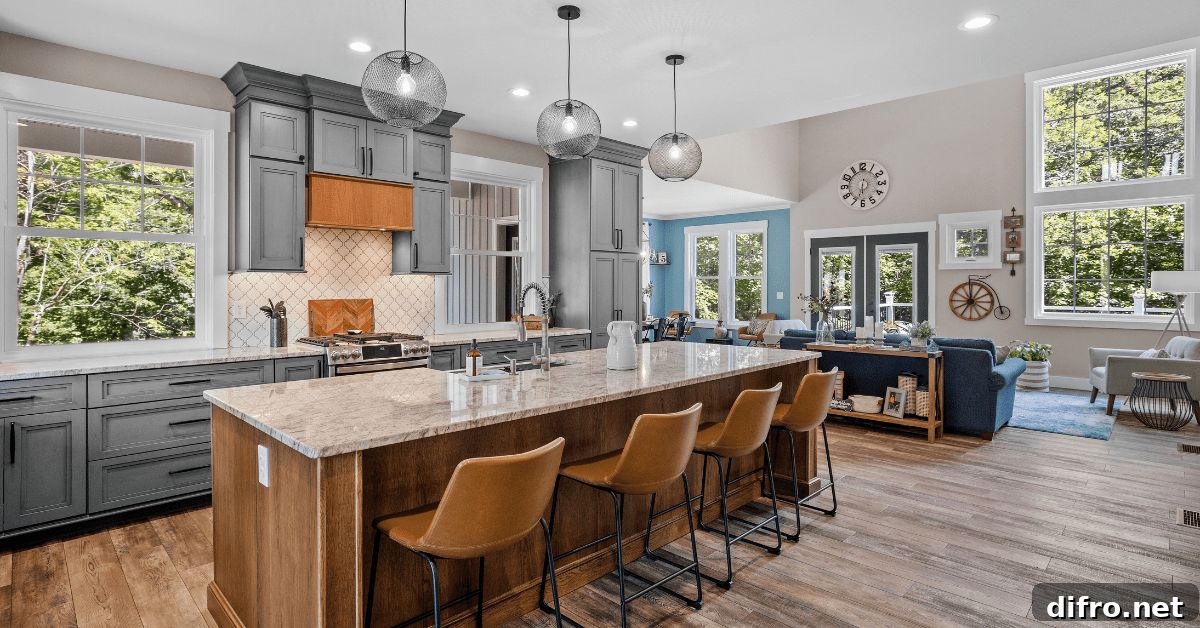 Modern kitchen in a colonial-styled home.