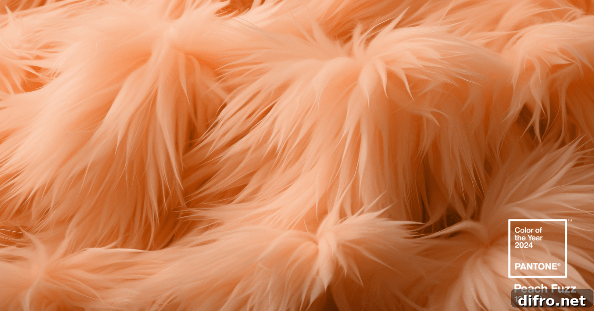 A closeup of fuzzy fibers that are in Peach Fuzz 13-1023 color.