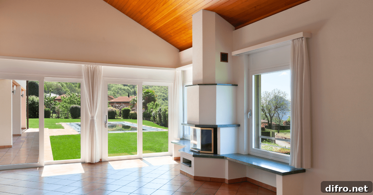 Living room with terracotta floor tiles.