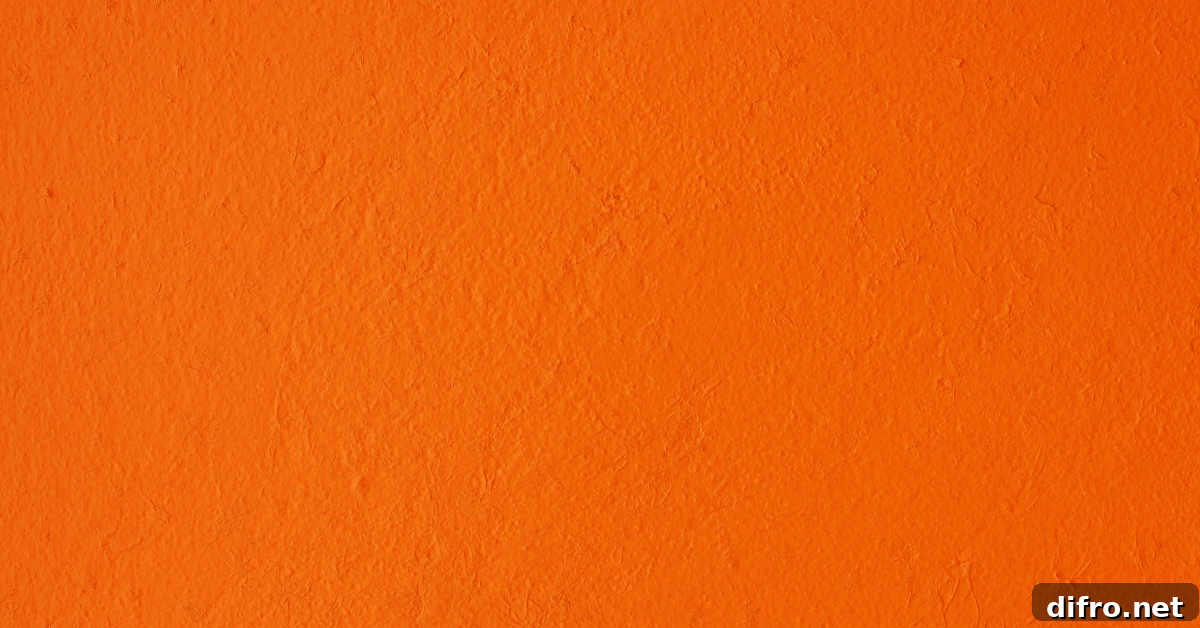Orange wall with orange peel texture.