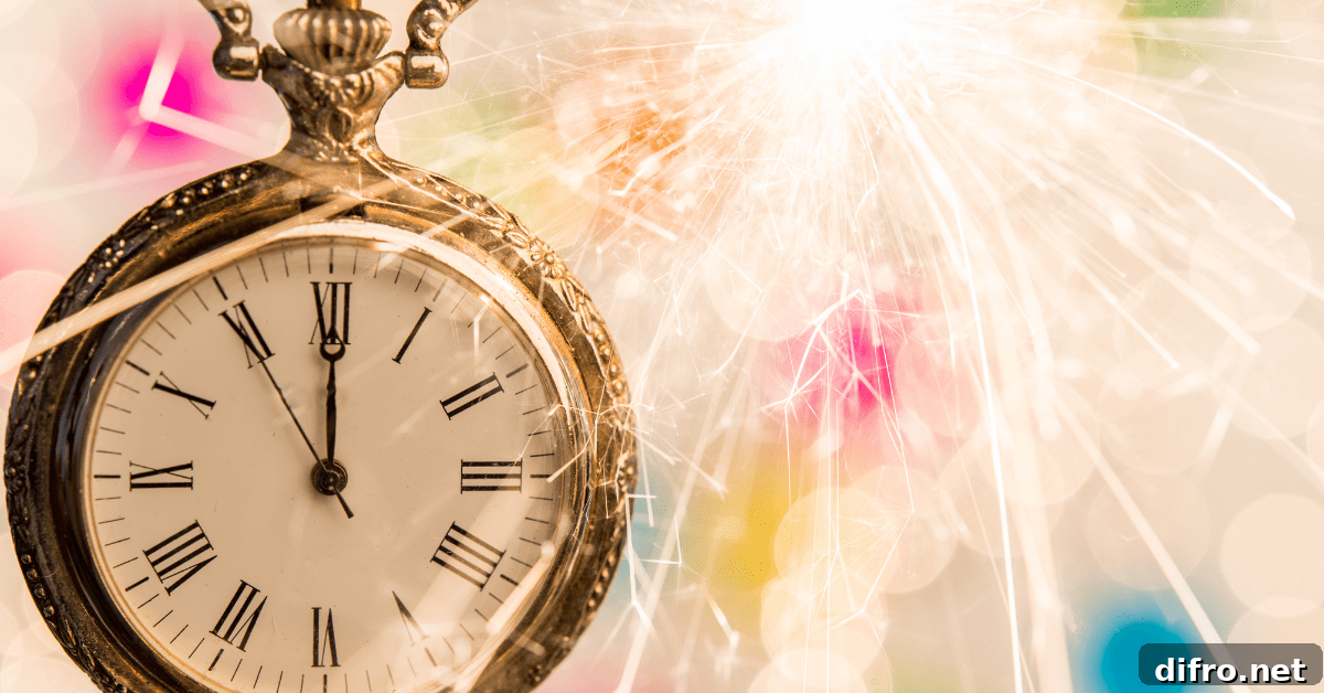 Sparkles and watch clock that is about to turn to 12 o'clock for New Years.