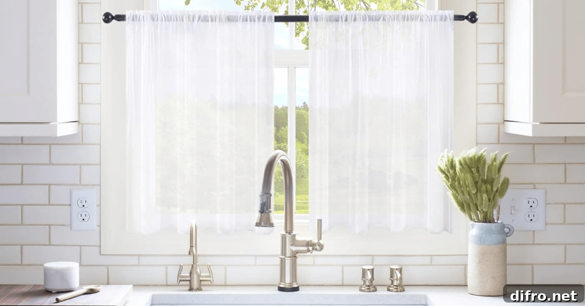 Kitchen with sheer curtains
