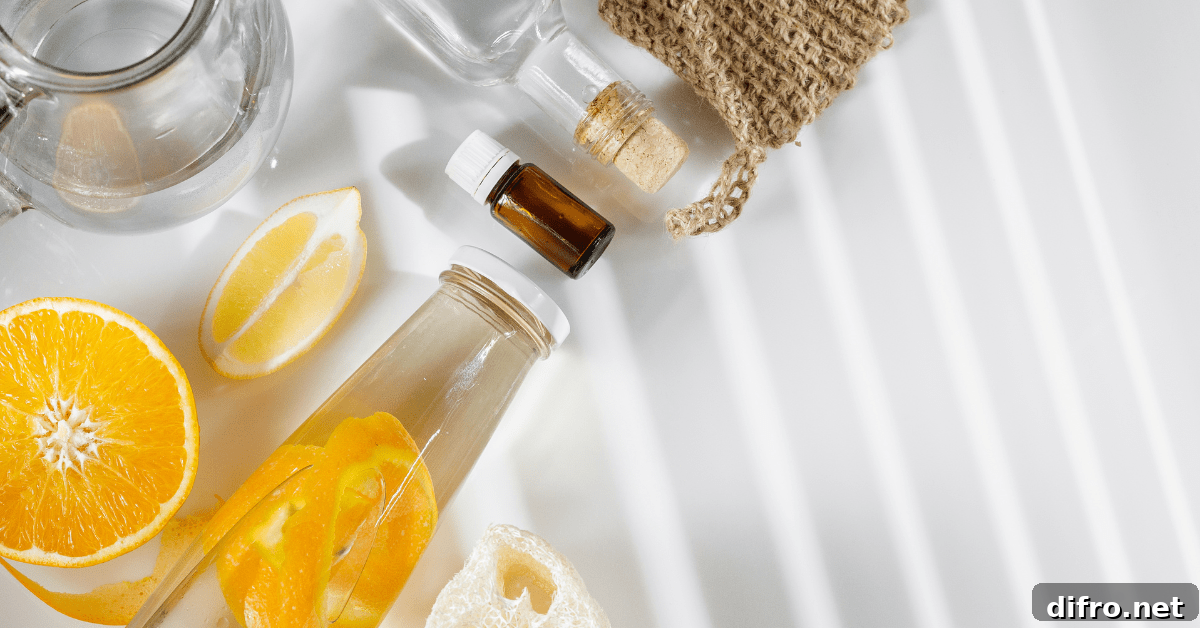 Assortment of ingredients to make homemade cleaner.