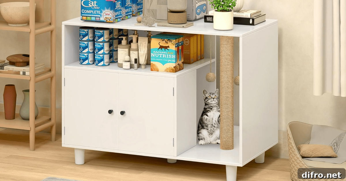 White hidden cat litter box.