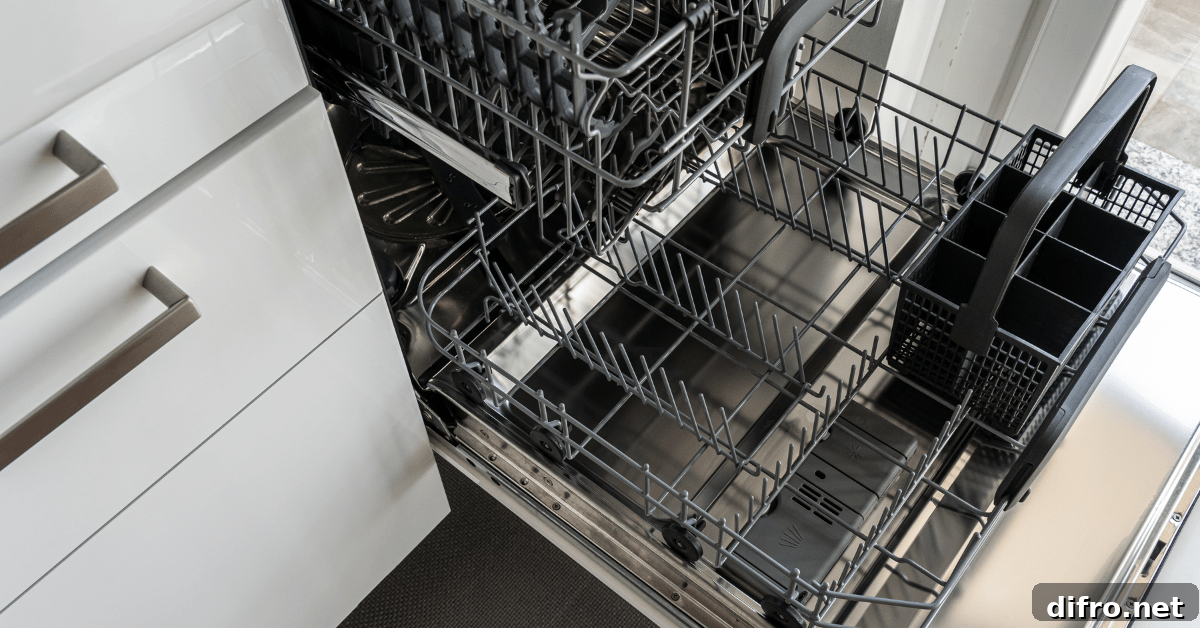 Clean dishwasher that's empty.