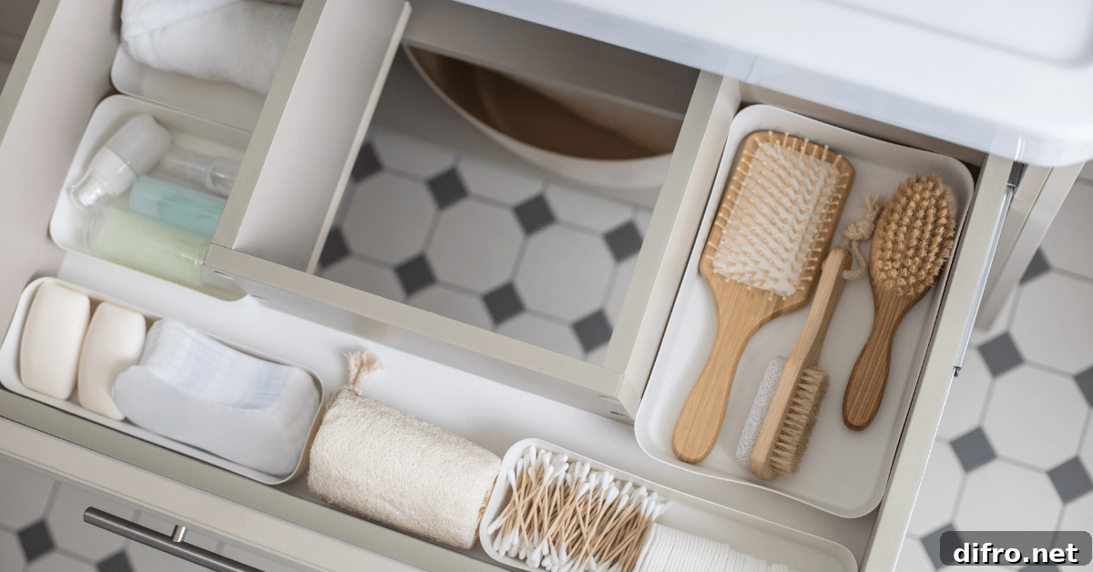 Unique bathroom drawer with an organizer.