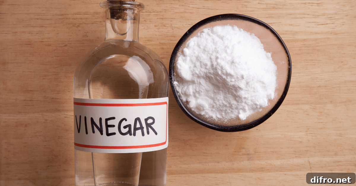 A wooden background fronted by a bottle with the label vinegar.