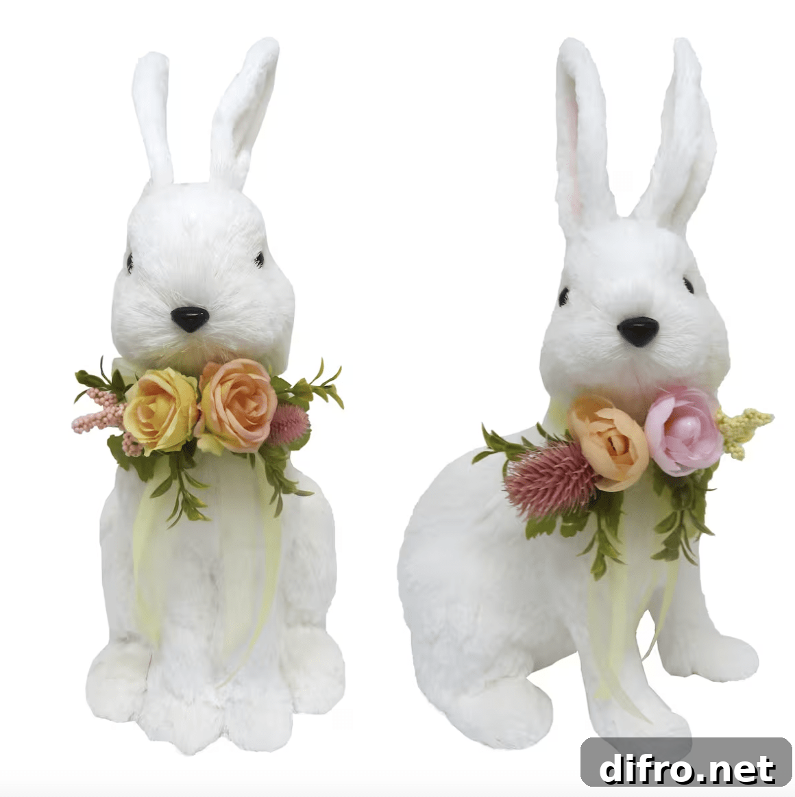 white sisal bunnies with florals