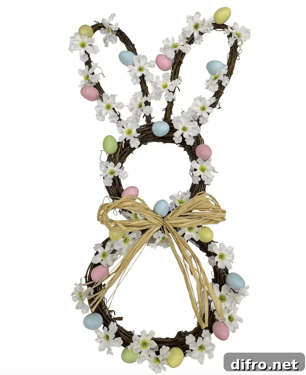 egg bunny wreath door hanger