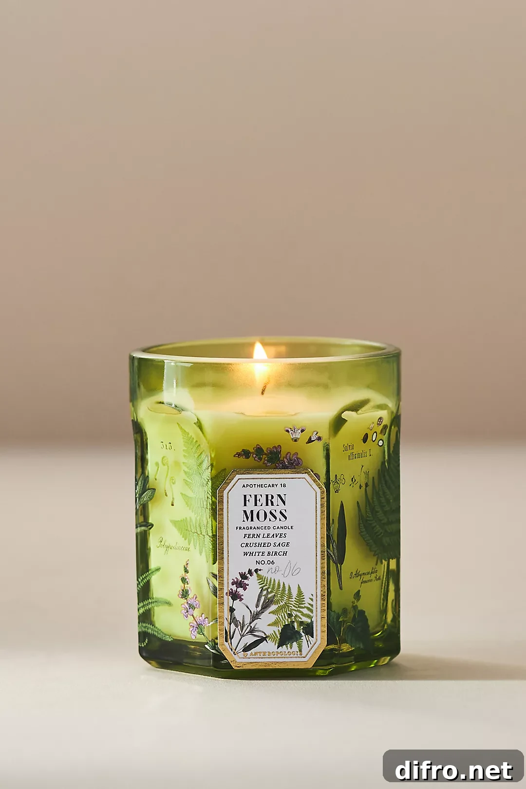 glass candle fresh fern green glass container