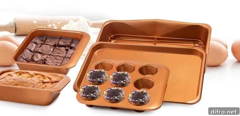 gold bakeware set from Wayfair on white background