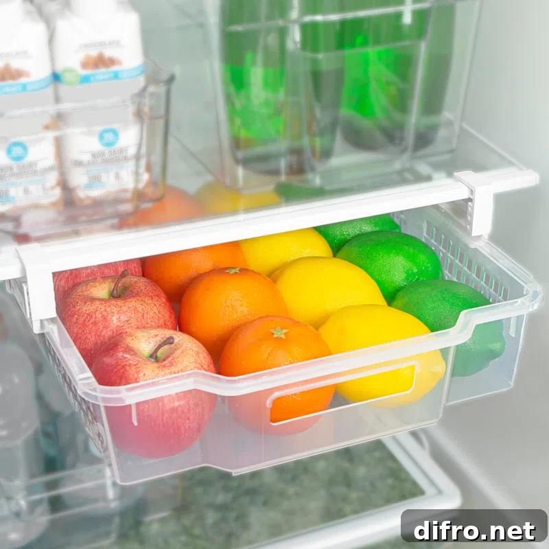 pull out produce drawer fridge attachment