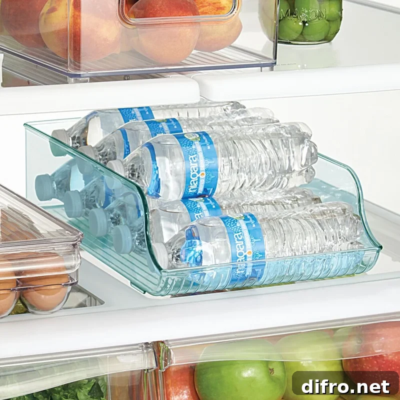 water bottle storage in fridge