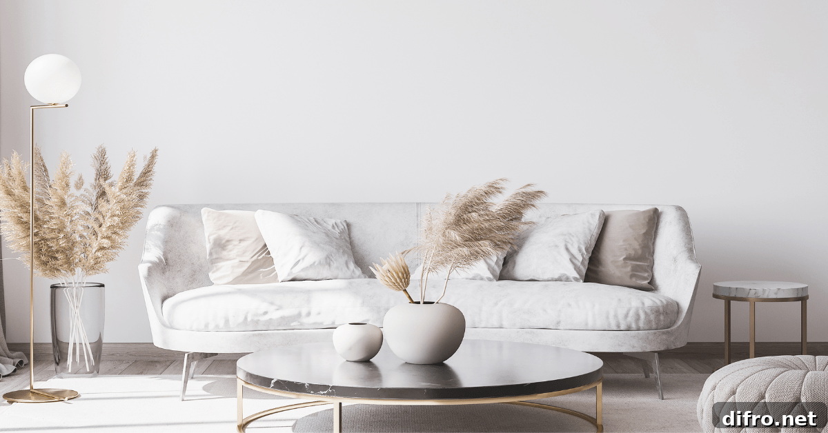 A perfectly matched decor in a grey living room.