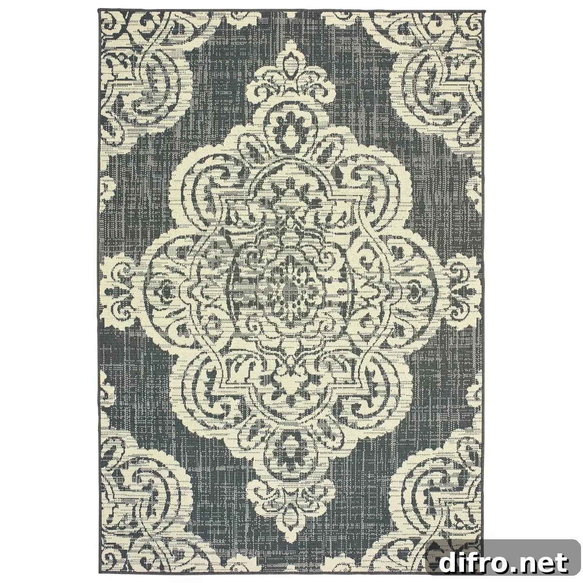 Medallion Patio rug on white background