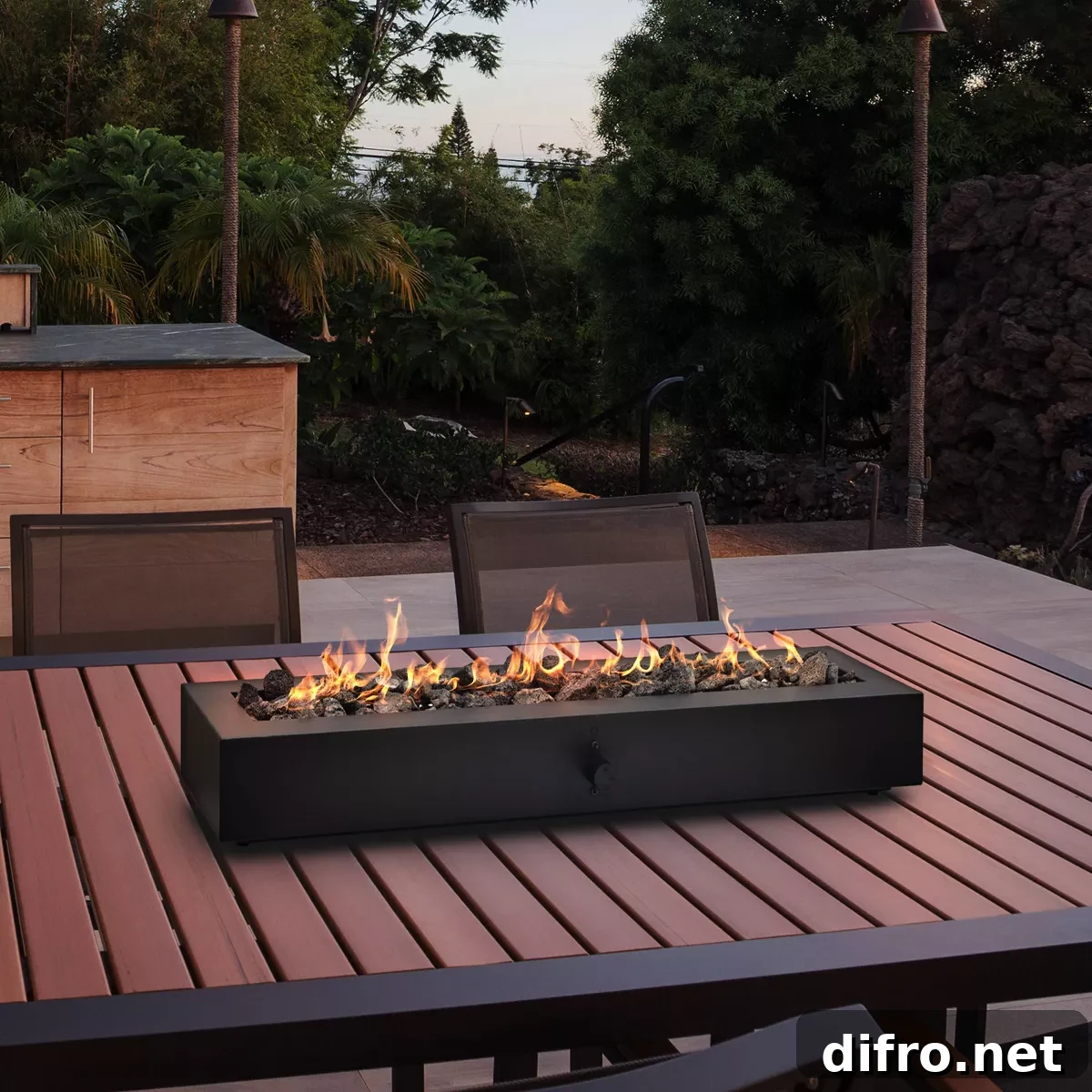 table top fire pit on patio table