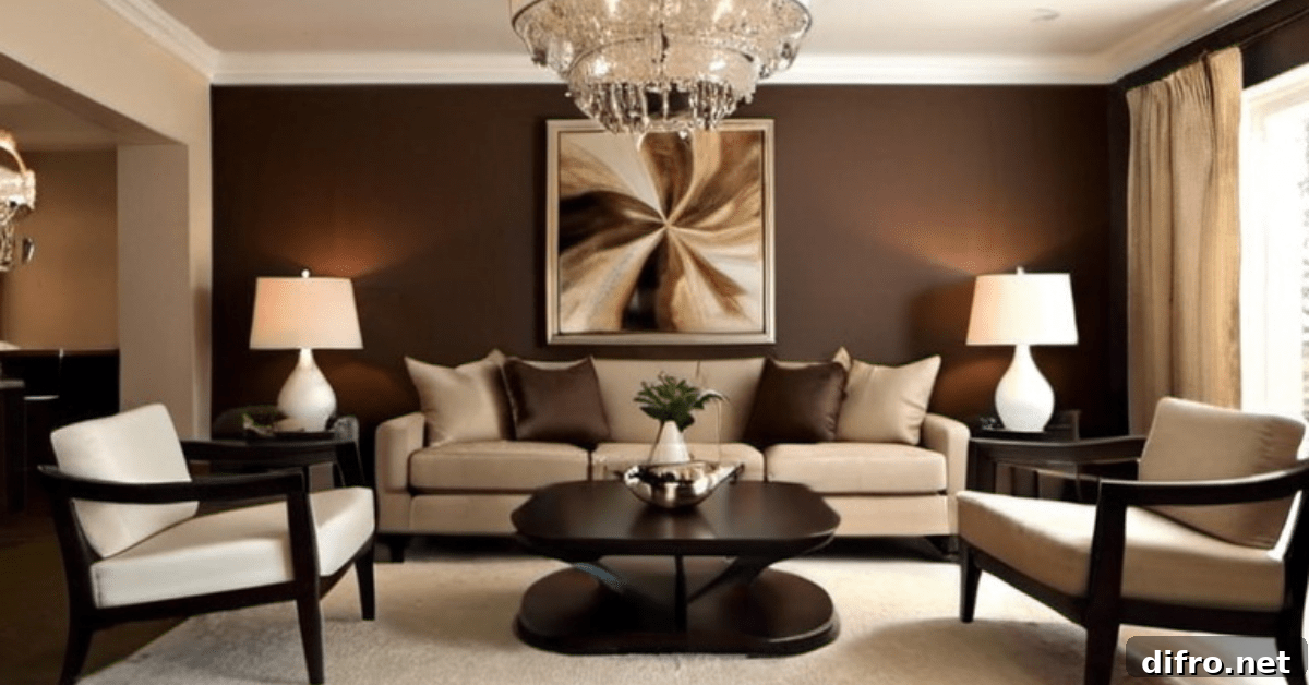 Champagne and dark brown living room.