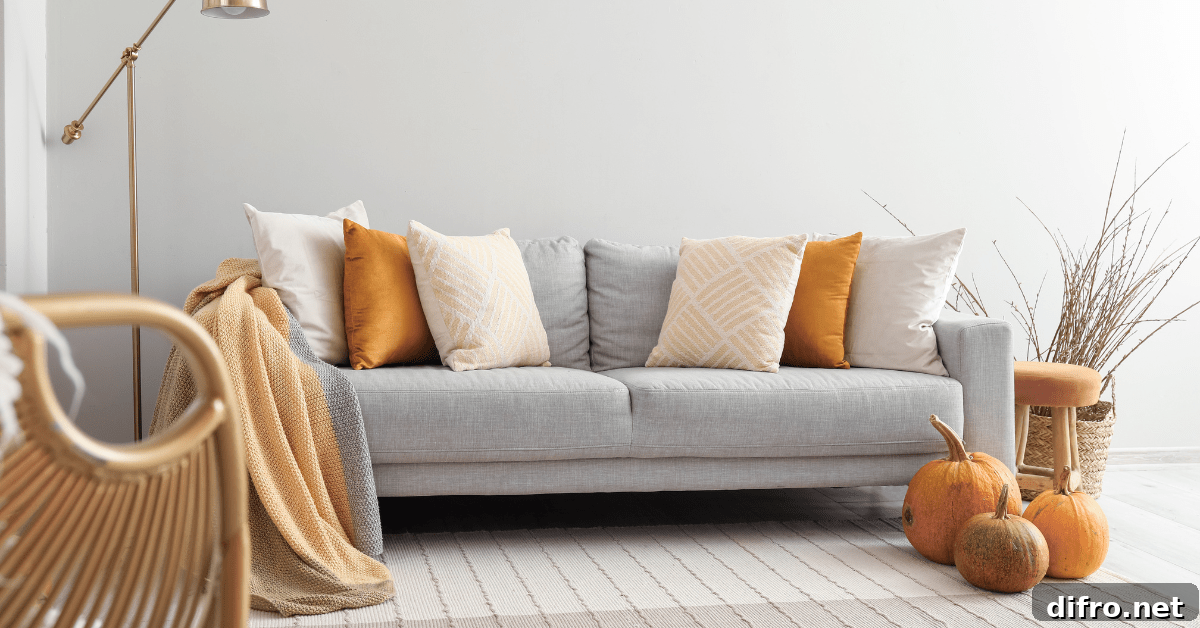 Orange and grey living room.