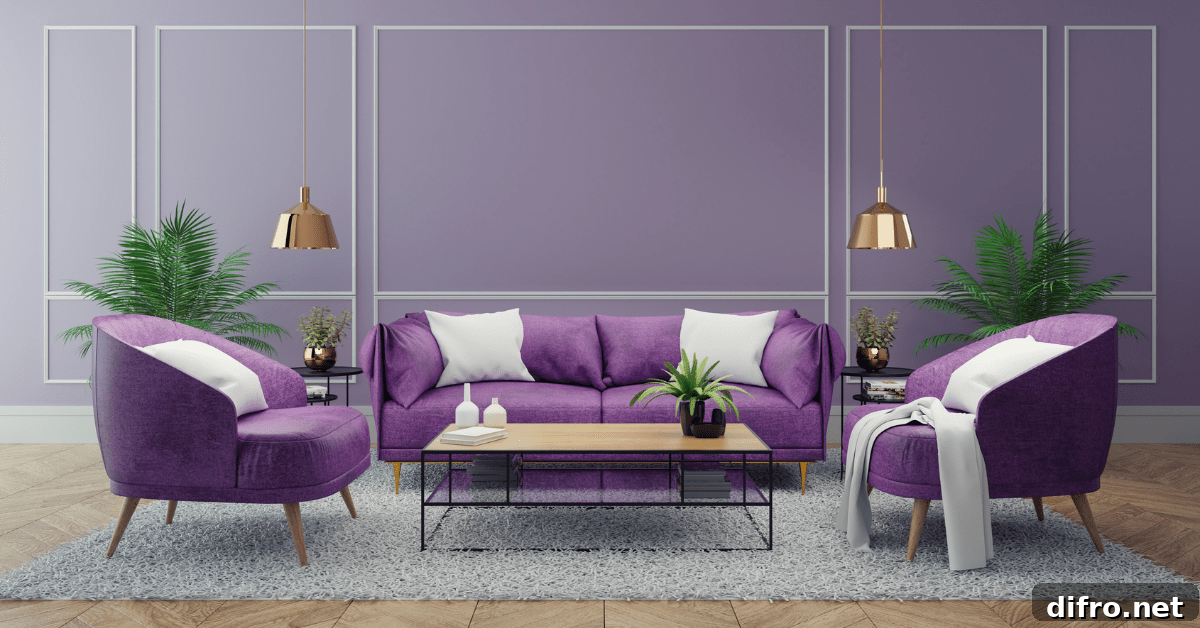 Silver and purple living room.