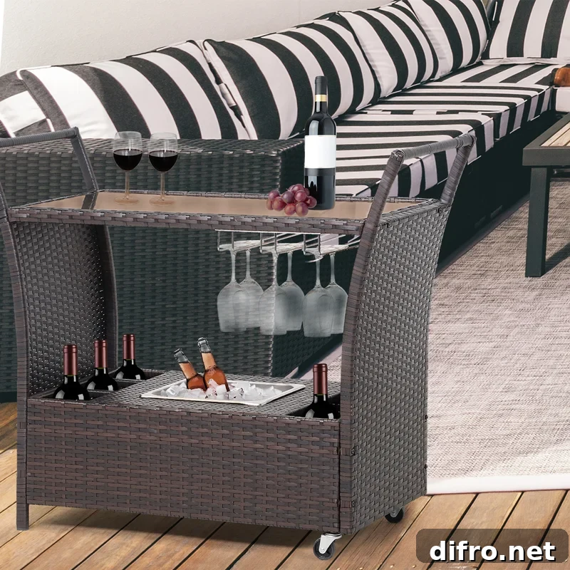 wicker bar cart outdoor