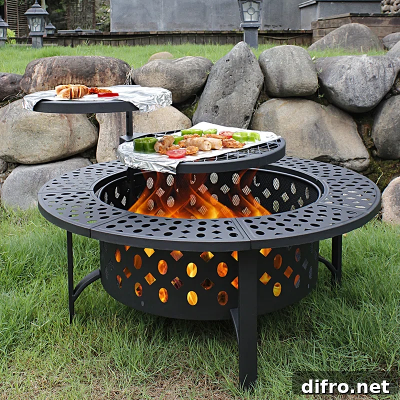 outdoor fire pit with food