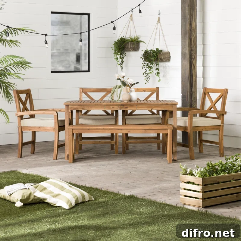 outdoor wood farmhouse dining set