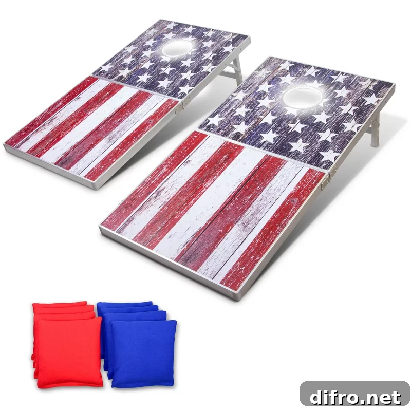 corn hole with american flag on them