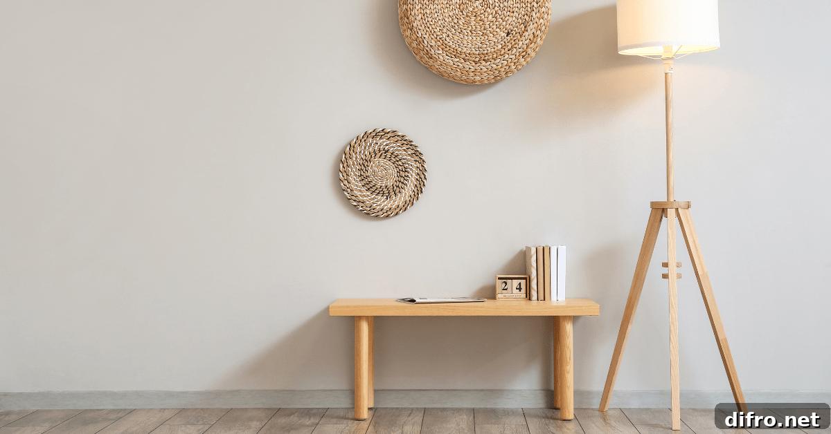 A minimalistic room with decor made of natural wood.