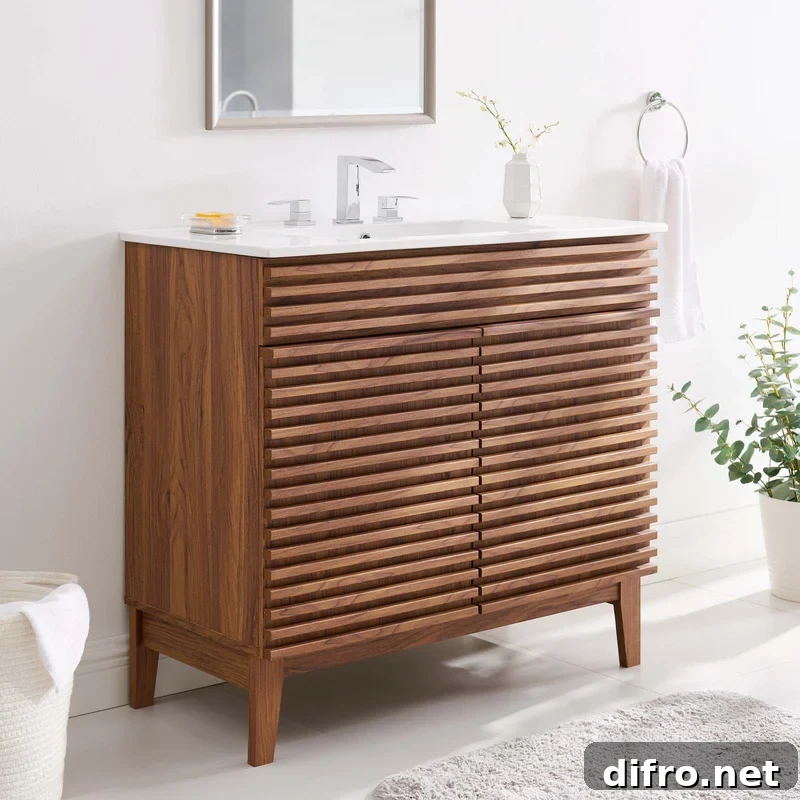 wood midcentury modern bathroom vanity