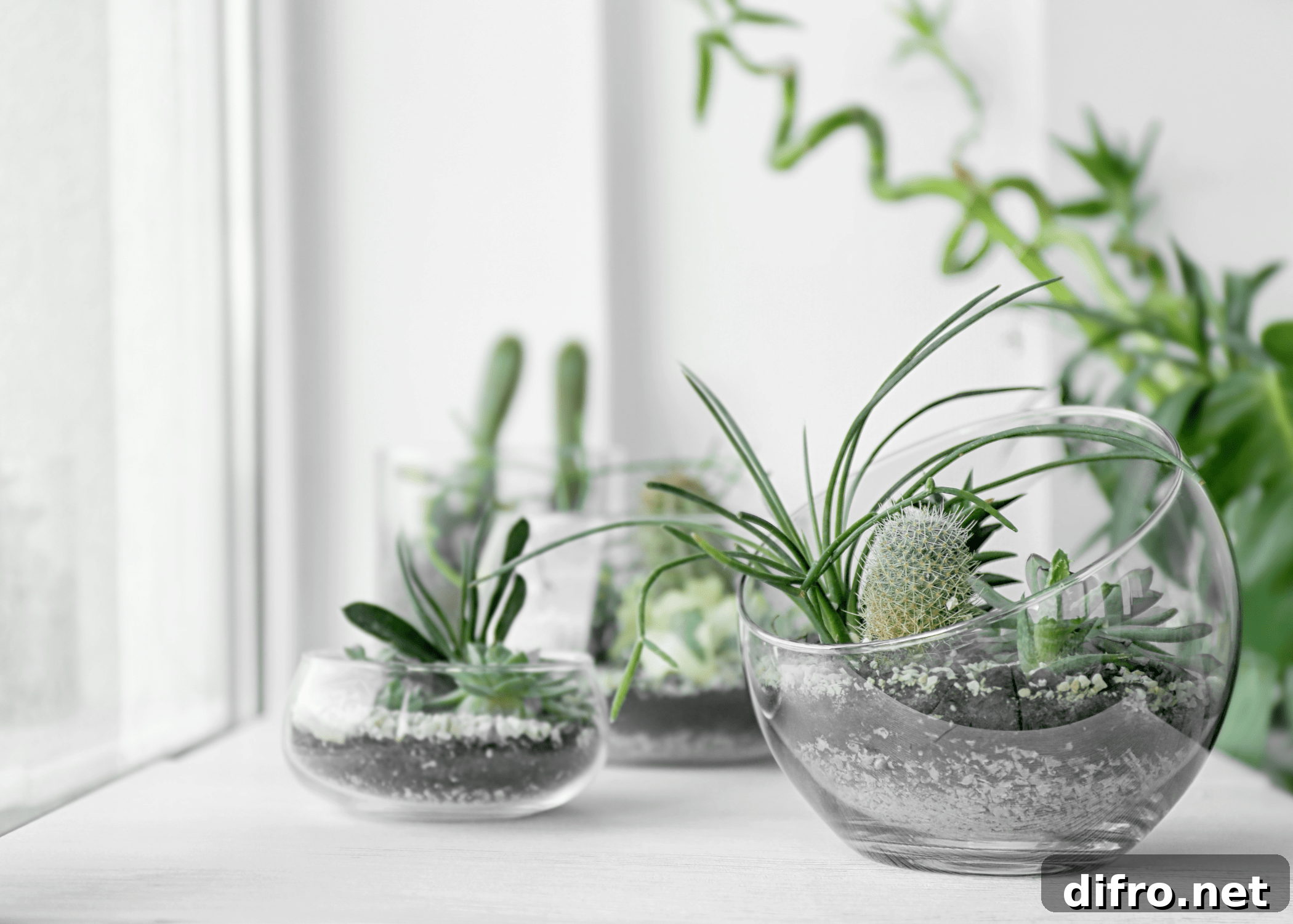 succulents in glass orbs