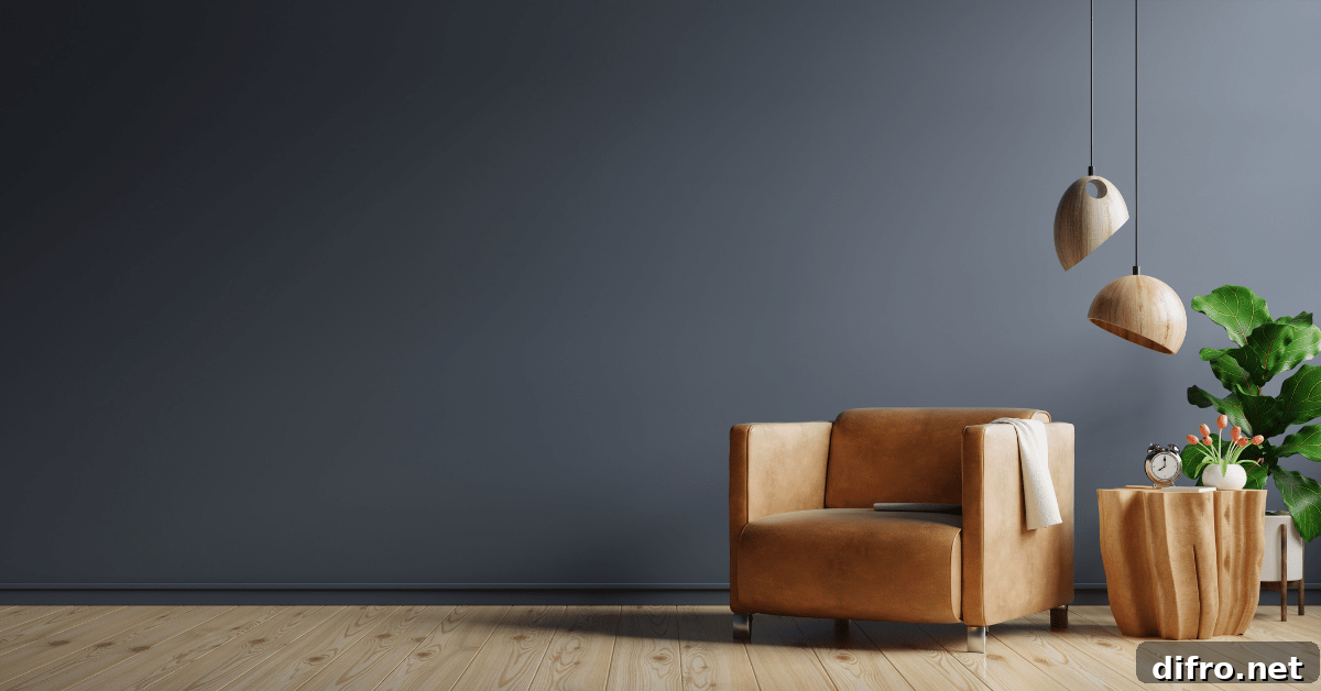 A dark blue painted wall.